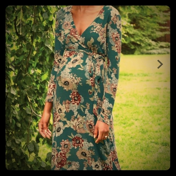 jessica simpson flutter sleeve floral wrap maternity dress